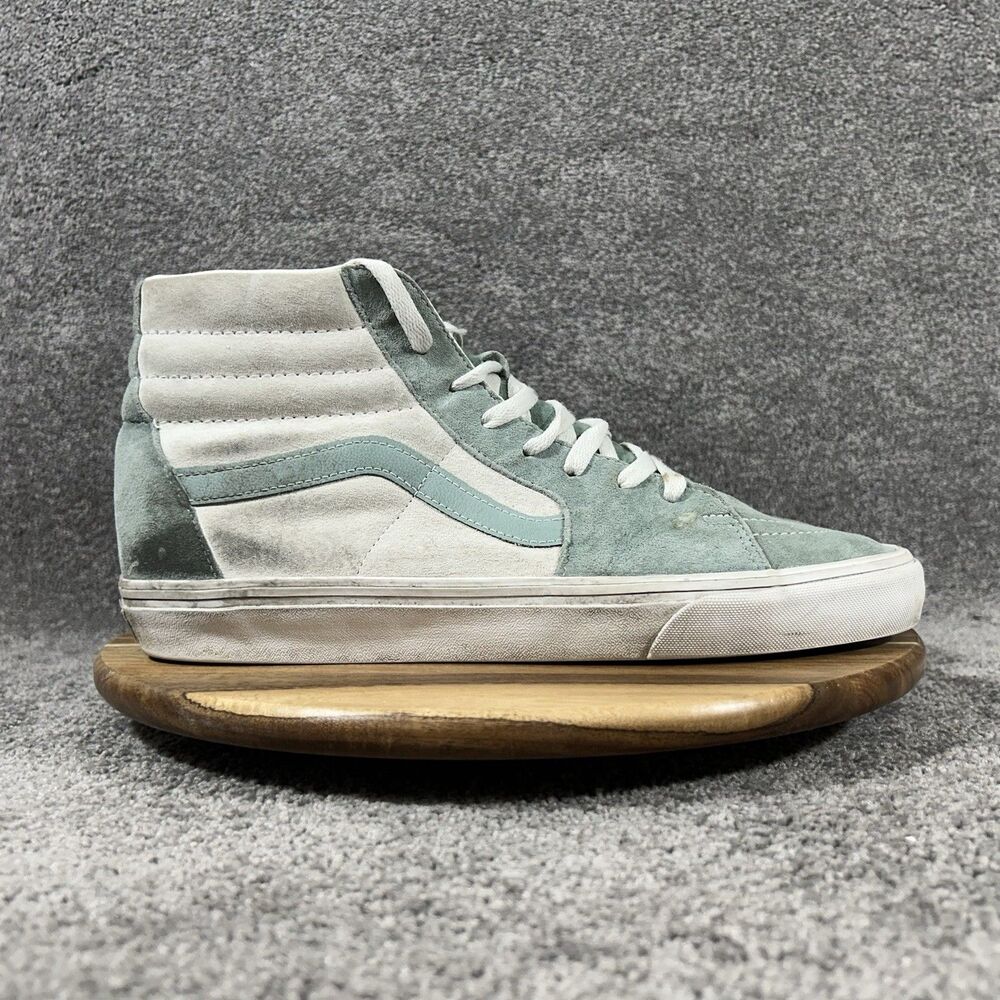 VANS Sk8-Hi Mens Sz 12 Pig Suede Iceberg Green Eco Dry Athletic Skate Shoes Used